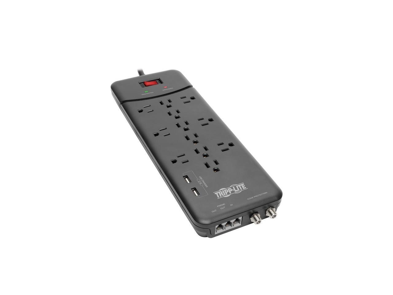 Tripp Lite Surge Protector Power Strip 12 Outlets, 2 USB Charging Ports