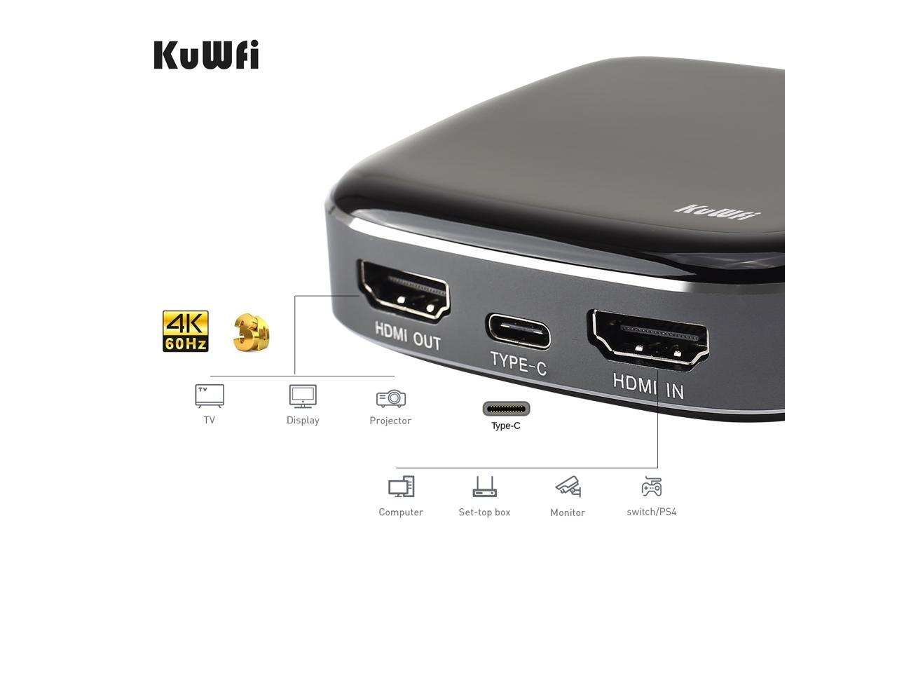KuWFi Type-C Capture HDMI Dongle 4K 1080P 60fps HD Video Game Capture Card  Streaming Converter Recorder Plug and Play for  Xbox/PS4/Switch/DSLR/Camcorders - Newegg.com