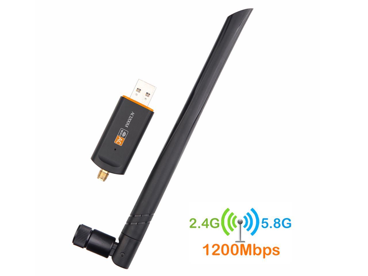 KuWFi WiFi Adapter 1200Mbps USB3.0 Cable Dual 5dBi Antenna Ethernet Dongle Support Windows XP/Vista 7/8/10 Mac 