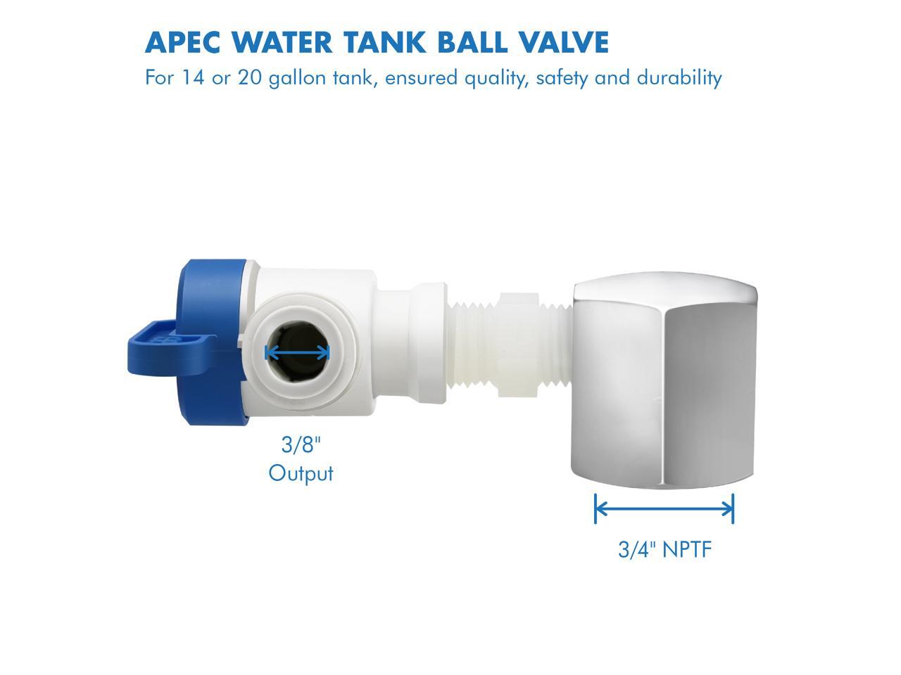 APEC Tank Ball Valve With 3/4 inch NPTF And 3/8” Output (TBVAL3438 for