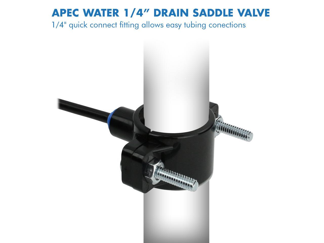 APEC Drain Saddle Valve with 1/4" Quick Connect for Undersink Reverse Osmosis System (SADDLE