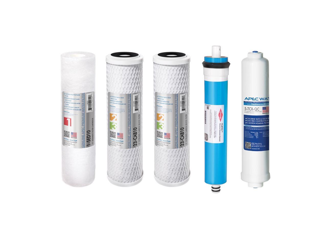 APEC FILTER-MAX90 US MADE 90 GPD High Flow Complete Replacement Filter ...