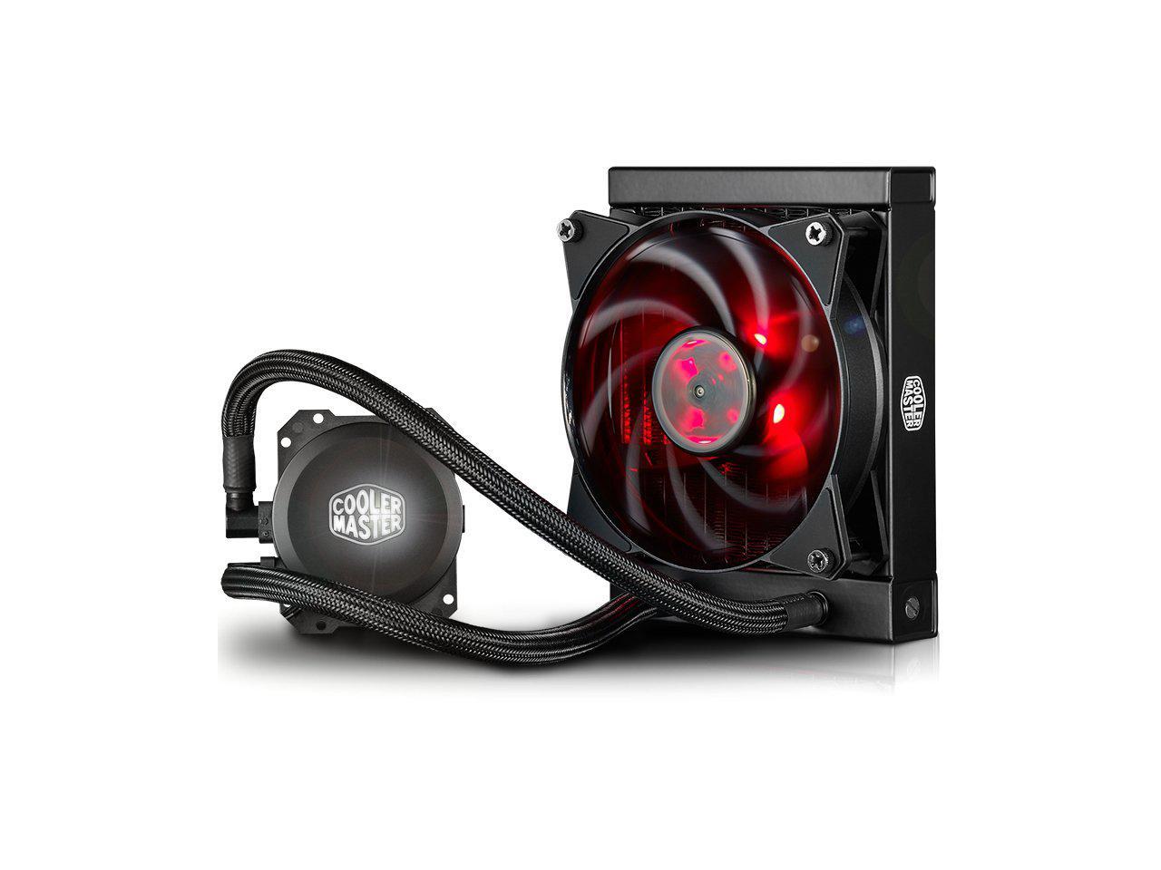 Cooler Master Masterliquid Lite 120 All In One Aio Cpu Liquid Cooler With Fire Red Led Masterfan 120mm Radiator Dual Chamber Pump Intel Amd Universal Mounting Lga 2066 Amd Am4 Compatible Newegg Com