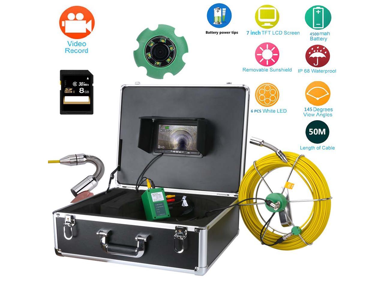 30M Sewer Waterproof Camera 7" LCD Drain Pipe Pipeline Inspection System DVR 