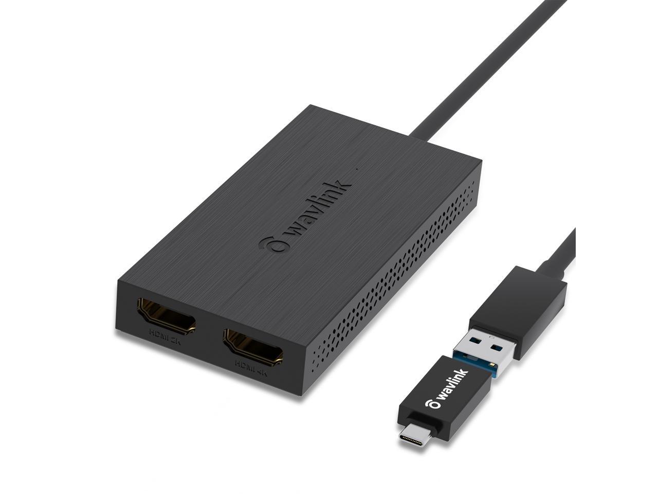 WAVLINK USB 3.0 to Dual HDMI Graphic Adapter , Max 4K (3840x2160@30Hz)  display output, Type A/type C input and dual HDMI ports output, Supports 
