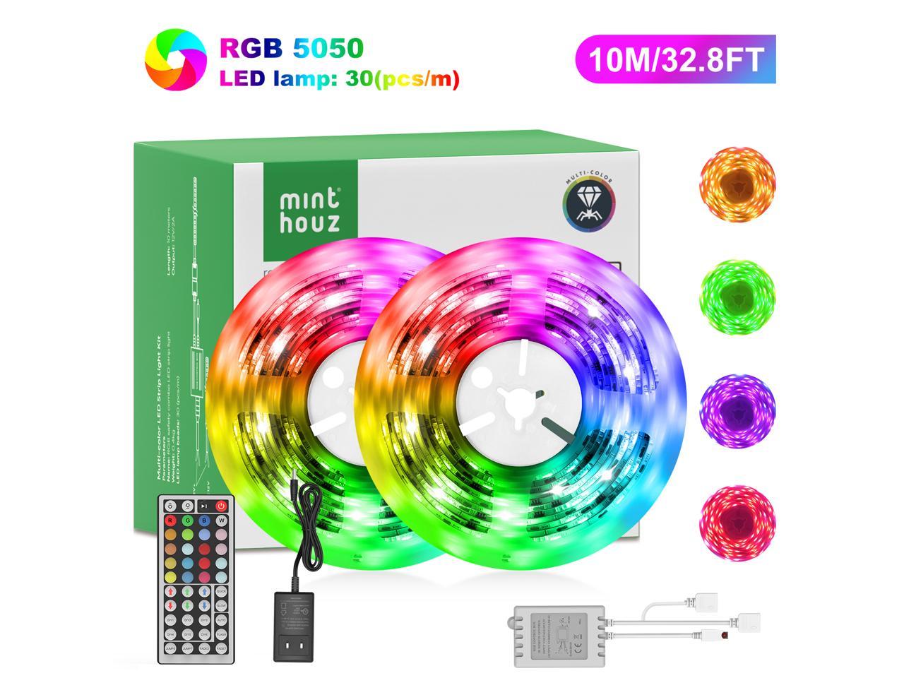 65.6ft RGB Led Strip Brightness Dimming Led Lights for Bedroom,Cabinet,Doors,Windows or Stairs in Kitchen,Ceiling or Home Decor ECOLOR LED Strip Lights with Remote and Control Box