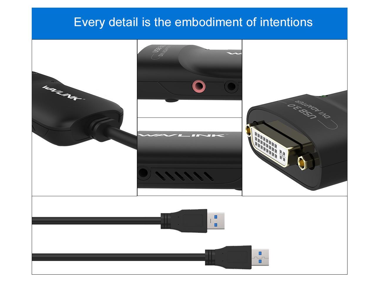 Wavlink USB 3.0 to VGA/DVI/HDMI Universal Video Graphics Card Adapter ...