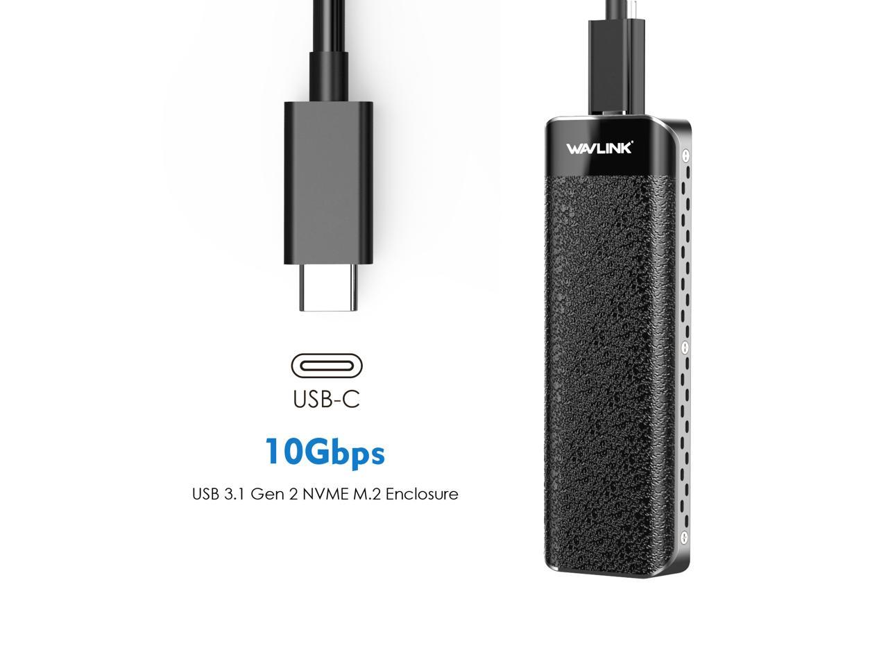 Wavlink USB C to M.2 NVMe SSD Tool-Free Enclosure With Heat Sink, USB 3.1  Gen 2 Super Speeds 10Gbps to NVMe PCI-E M-Key External SSD Case Applicable  to Size 2230/2242/ 2260/2280 - Newegg.com