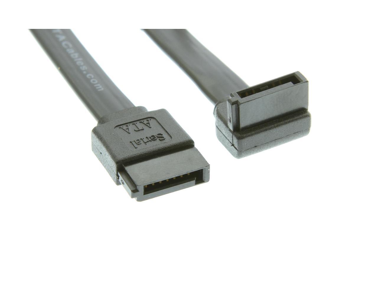 4in Black SATA Device Cable Straight to Left Angle