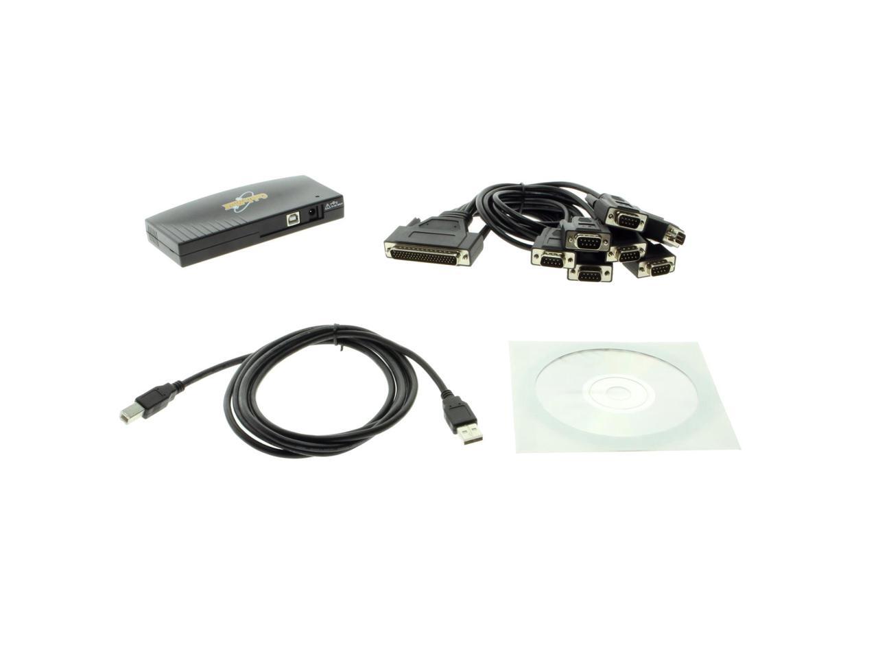 CableMax USB 8 Port Serial DB9 RS232 Adapter Box with Prolific Chipset