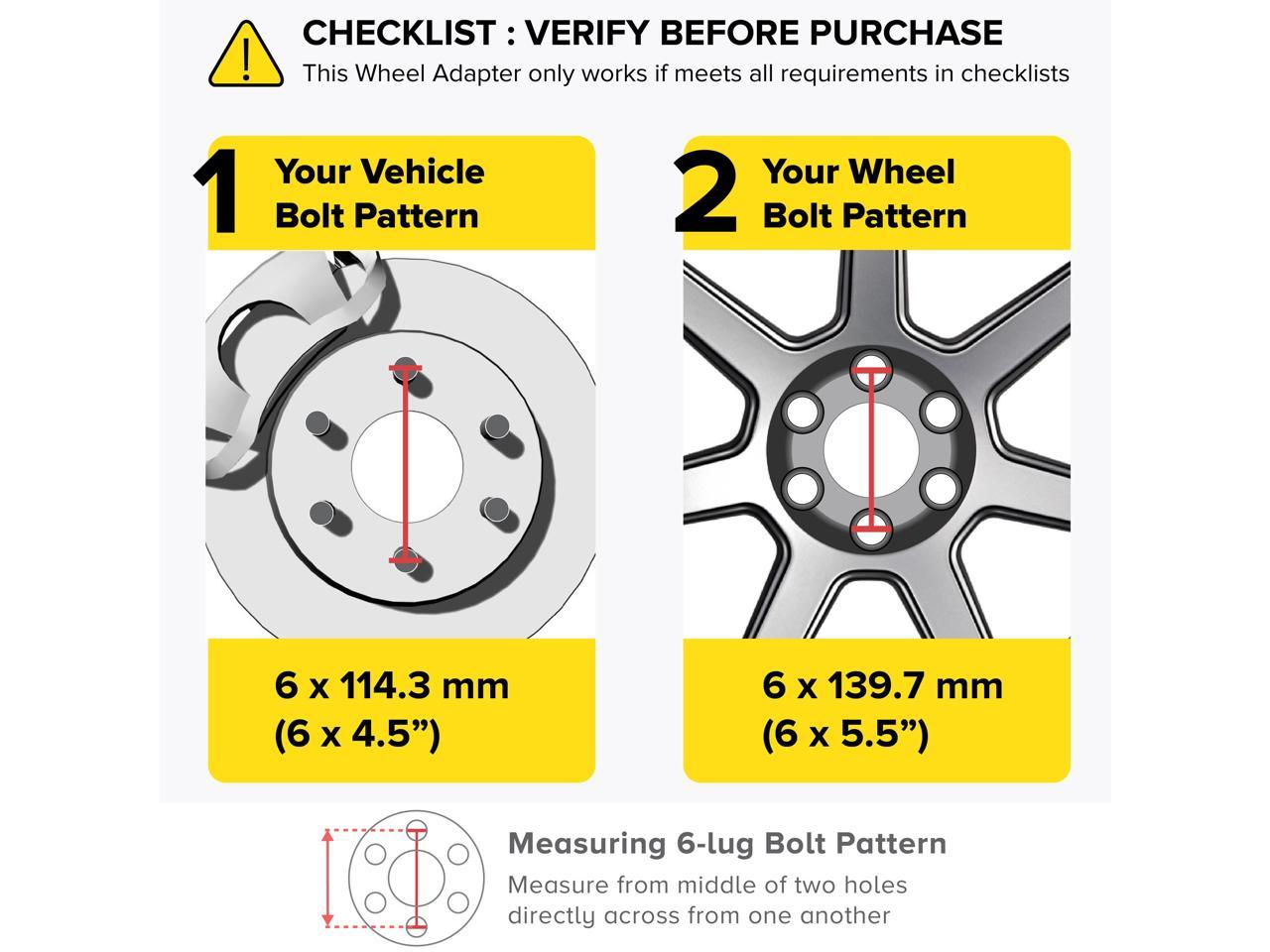 1.25 inch Hubcentric Wheel Adapters 6x114.3 to 6x139.7 (Changes Bolt ...