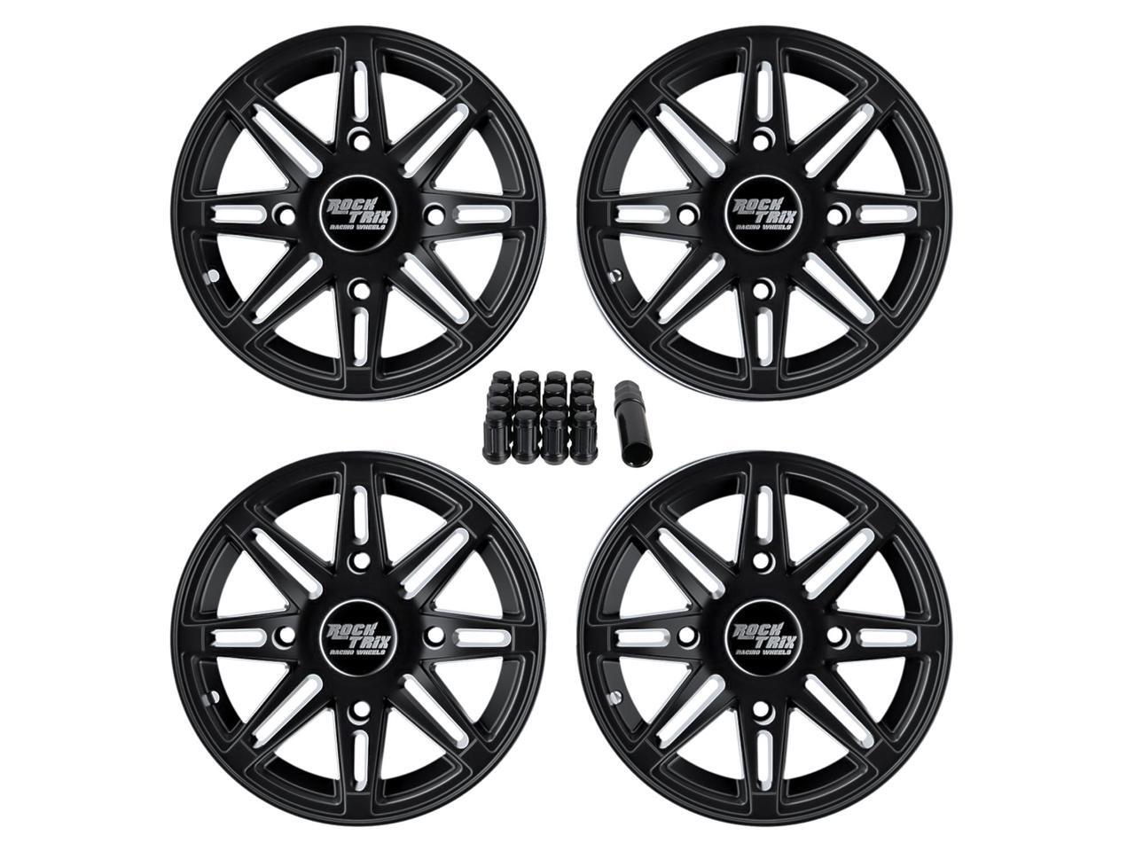 RockTrix RT103 4pc 14in ATV Wheels 4x110 Rims 14x7, 5+2 Offset