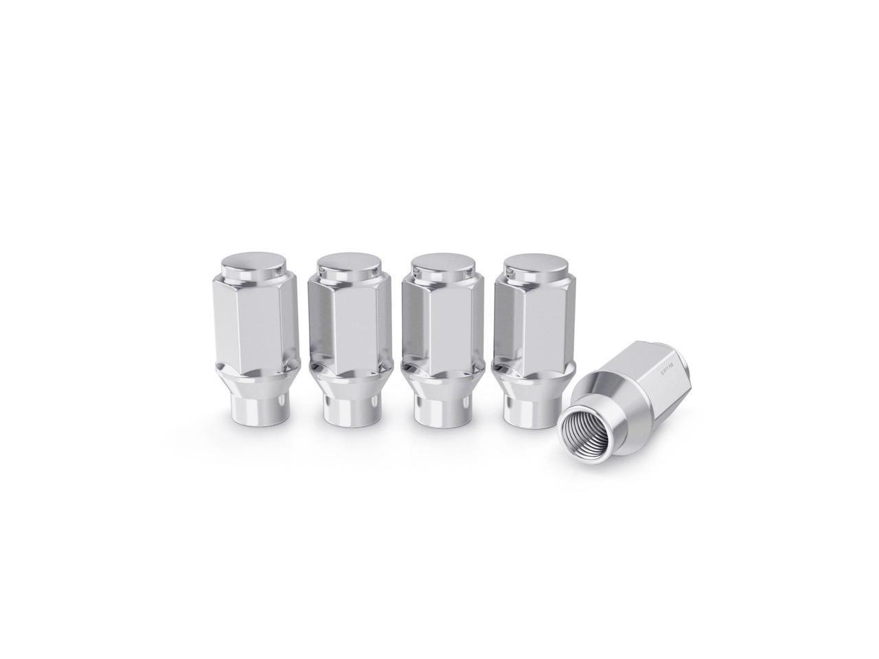 24pcs Chrome Silver Bulge Lug Nuts Closed End ET Style 1/2x20 Threads Compatible with 6Lug Vehicles Wheels Cone Conical Taper Seat Shank 1.75 inch Length