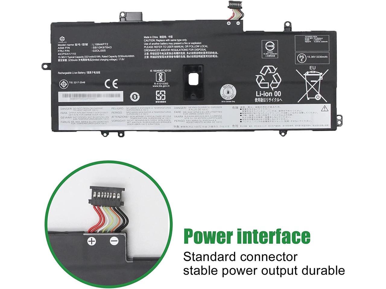 JIAZIJIA 02DL005 Laptop Battery Replacement for Lenovo ThinkPad X1 Yoga 4th  Gen / X1 Carbon 7th Gen 2019 / 8th Gen 2020 Series Notebook L18M4P72  SB10K97643 02DL006 L18C4P71 02DL004 15.36V 51Wh - Newegg.com