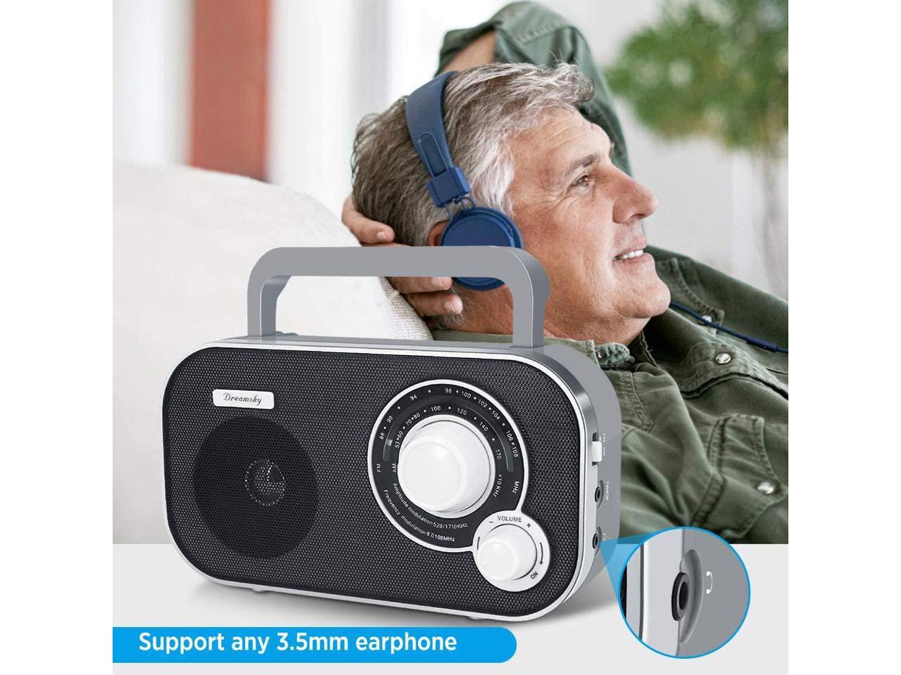 DreamSky Portable AM FM Radio with Great Reception, Battery Operated