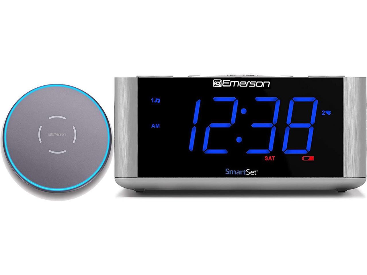 Details about   New Emerson Bluetooth SmartSet LED Alarm Clock FM Auto Daylight Savings USB AUX 