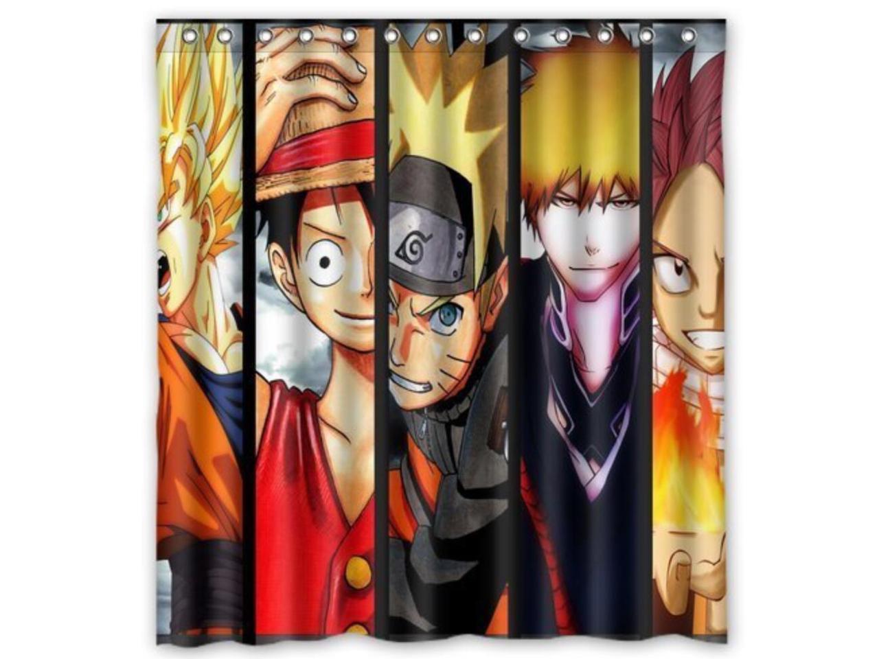 Anime One Piece Luffy Dragon Ball Z Bleach Design 66x72 Inch Bath Shower Curtains Newegg Com