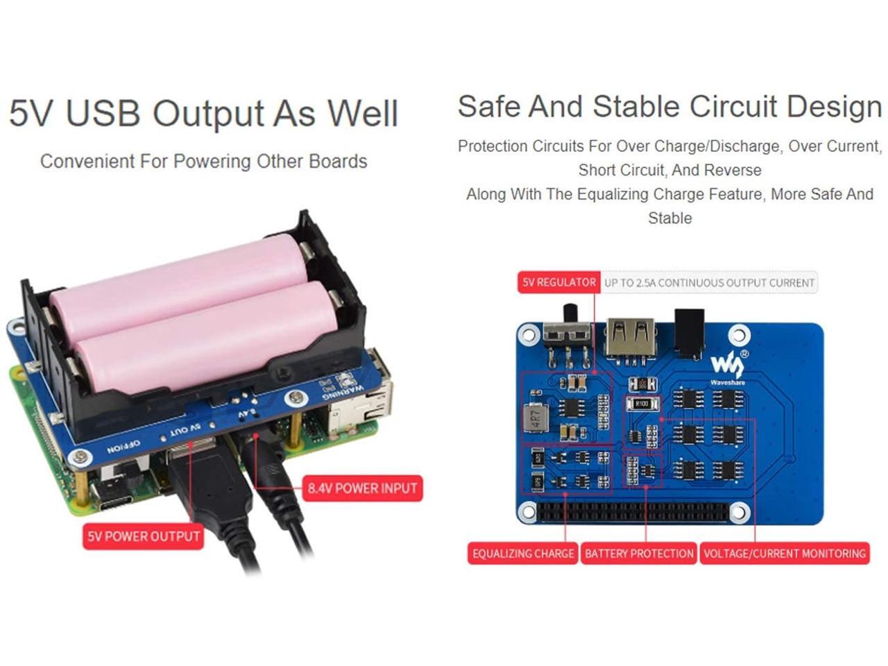 Waveshare UPS HAT for Raspberry Pi with 5V Uninterruptible Power Supply