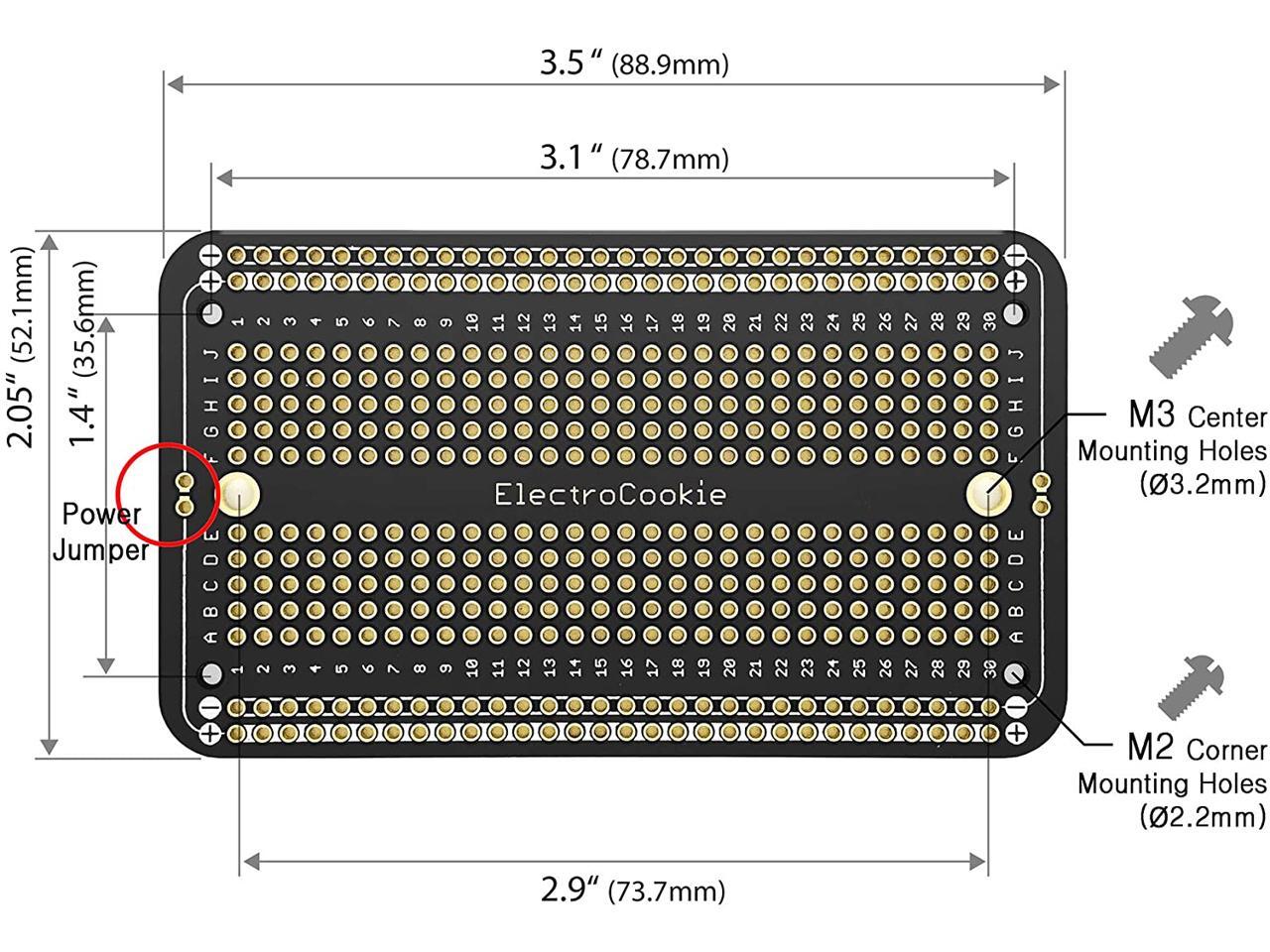 ElectroCookie Prototype PCB Solderable Breadboard for Arduino and DIY