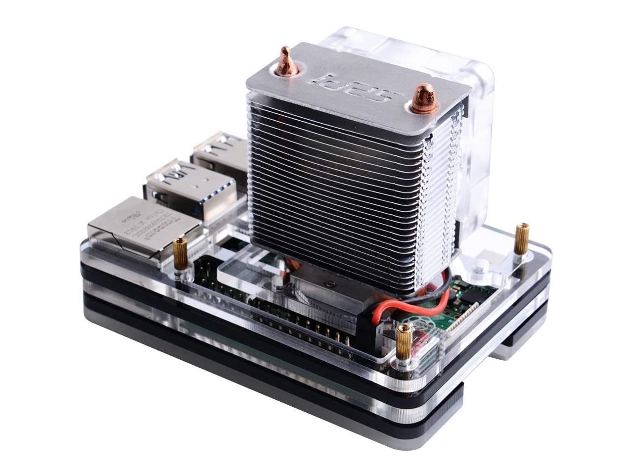 Black GeeekPi Raspberry Pi 4 Metal Case with Fan,Raspberry Pi 4B Case With Raspberry Pi Low-Profile CPU Cooler,Raspberry Pi Horizontal ICE Tower Cooler