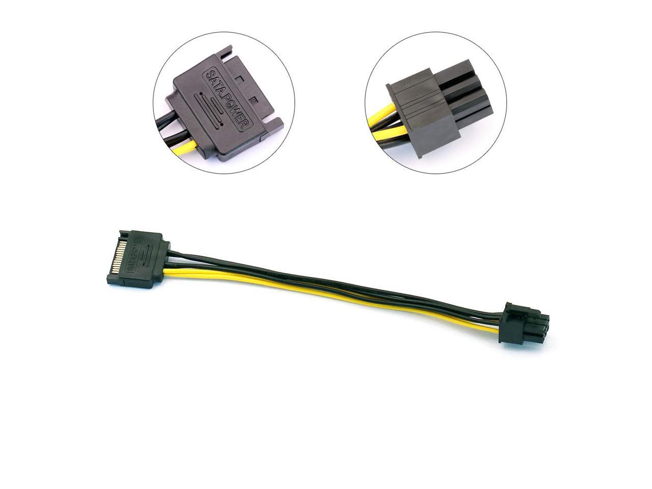 DaFuRui 5pcs SATA 15Pin Male to 6 Pin PCIExpress Female Video Card Power Adapter Cable(20CM