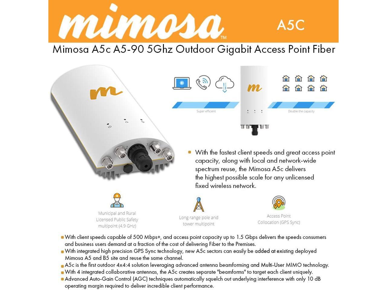 Mimosa A5C MU-MIMO 4x4:4ac Access Point, Connectorized, High Capacity ...