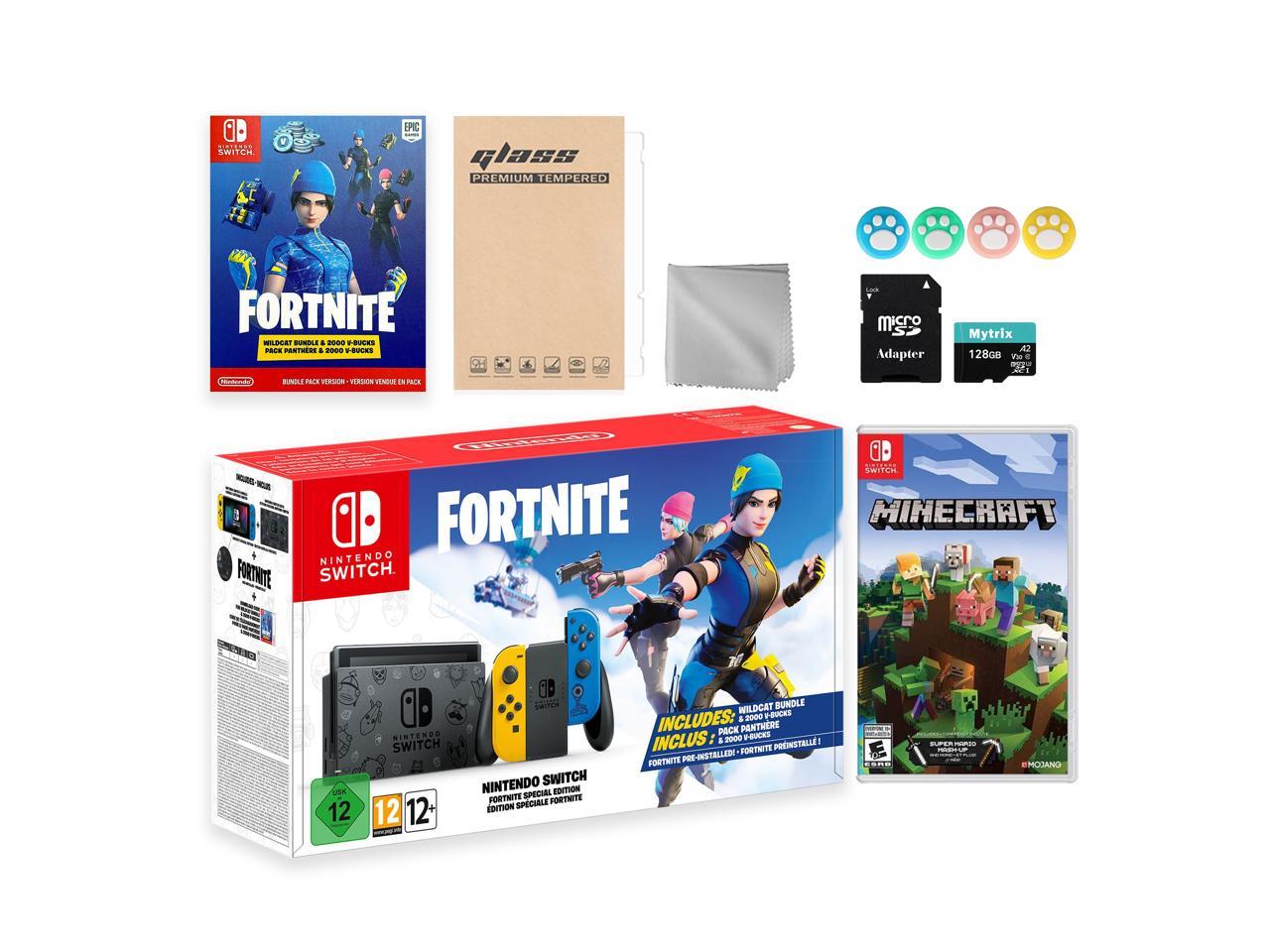 Nintendo Switch Fortnite Wildcat Limited Console Set Epic Wildcat Outfits 00 V Bucks Bundle With Minecraft And Mytrix Accessories Newegg Com