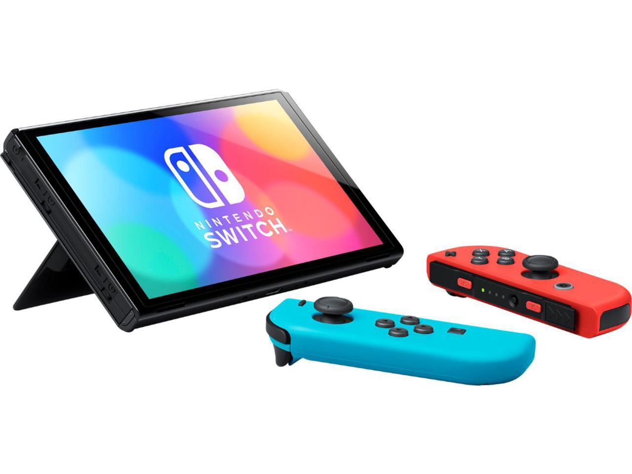 2022 New Nintendo Switch OLED Model Neon Red Blue with Animal Crossing