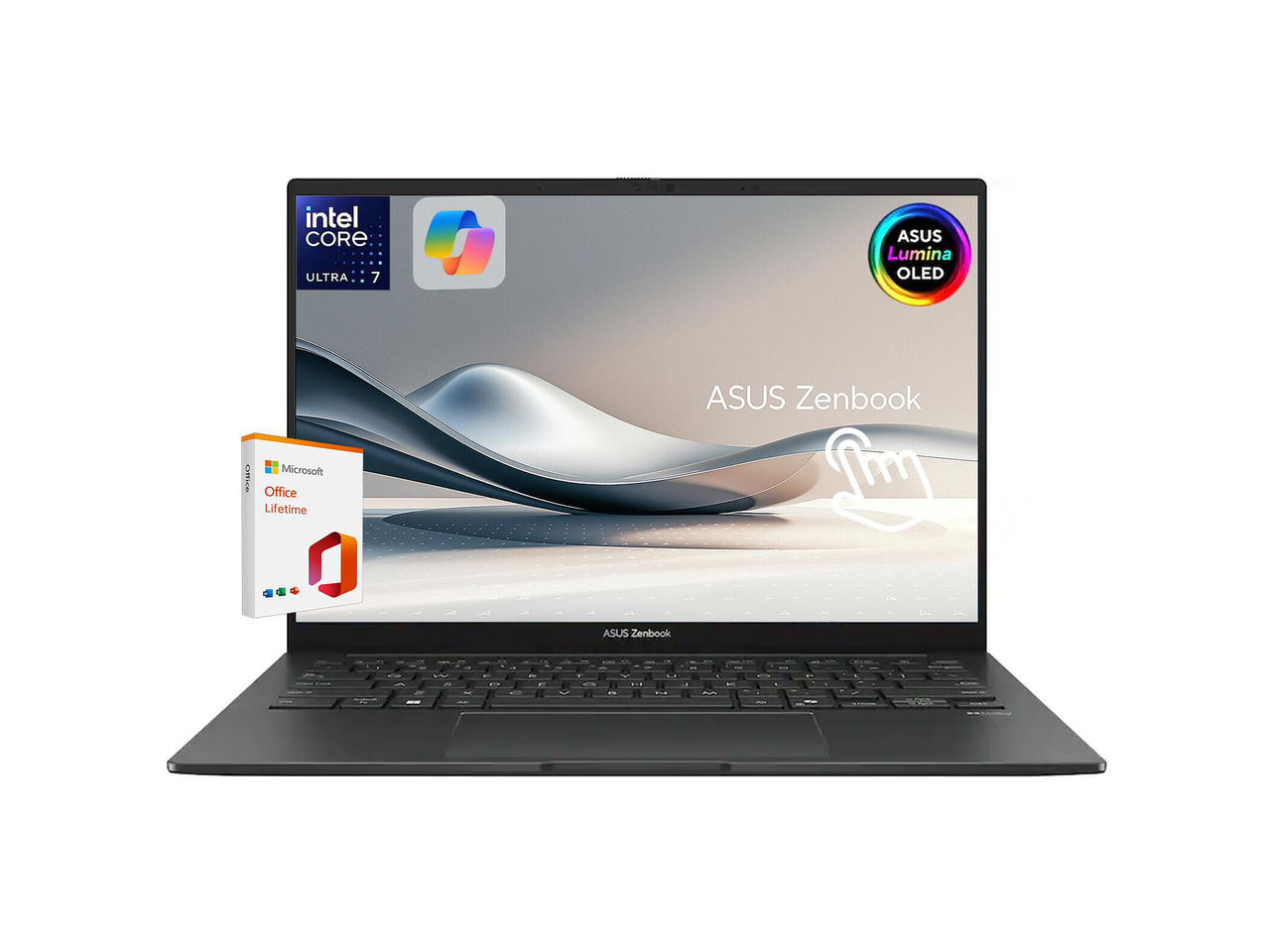 ASUS Zenbook 14 Wuxga OLED Touchscreen Laptop, Intel 16-Core Ultra 7 255H Processor, Intel Arc GPU, 16GB LPDDR5 RAM 1TB SSD, Backlit, Thunderbolt 4, WiFi 7, Windows 11 Home with Lifetime MS Office