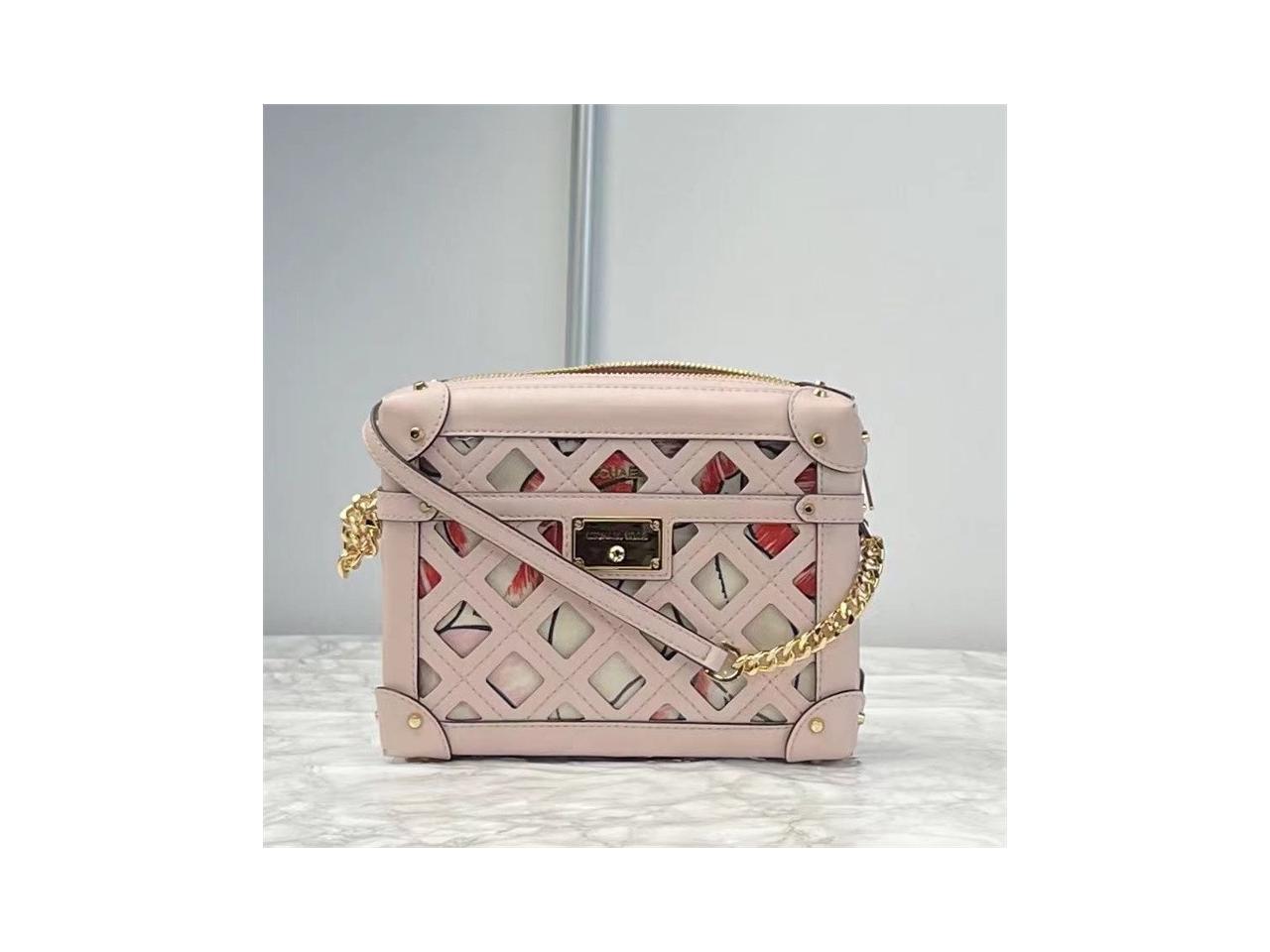 Michael Kors Theodora 35T1G2TC5Y Small Zip Trunk MK Leather Crossbody Bag  Powder Blush 