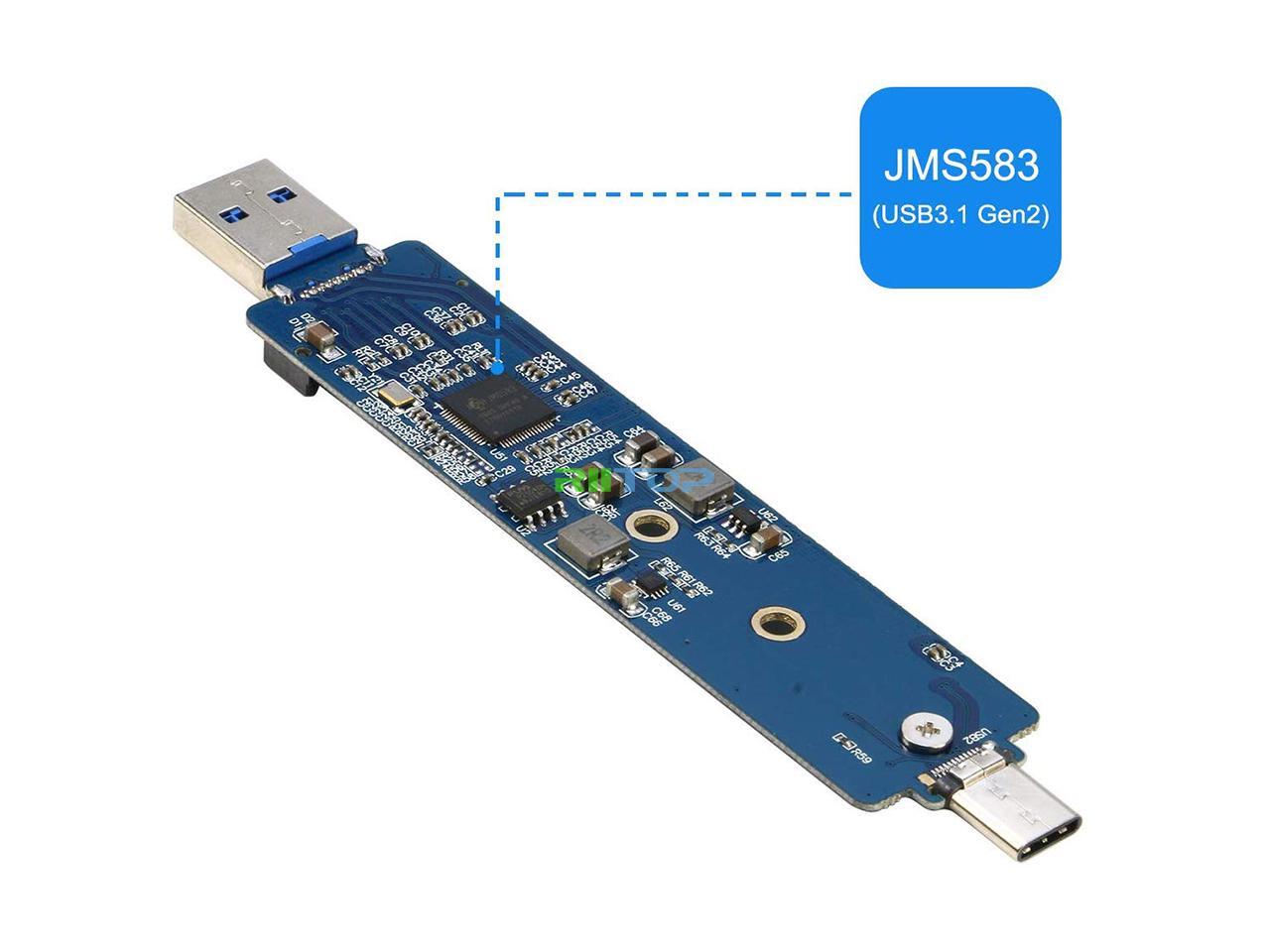 RIITOP PCIe M.2 NVMe SSD to USB Adapter Card with USB 3.1 Type C and