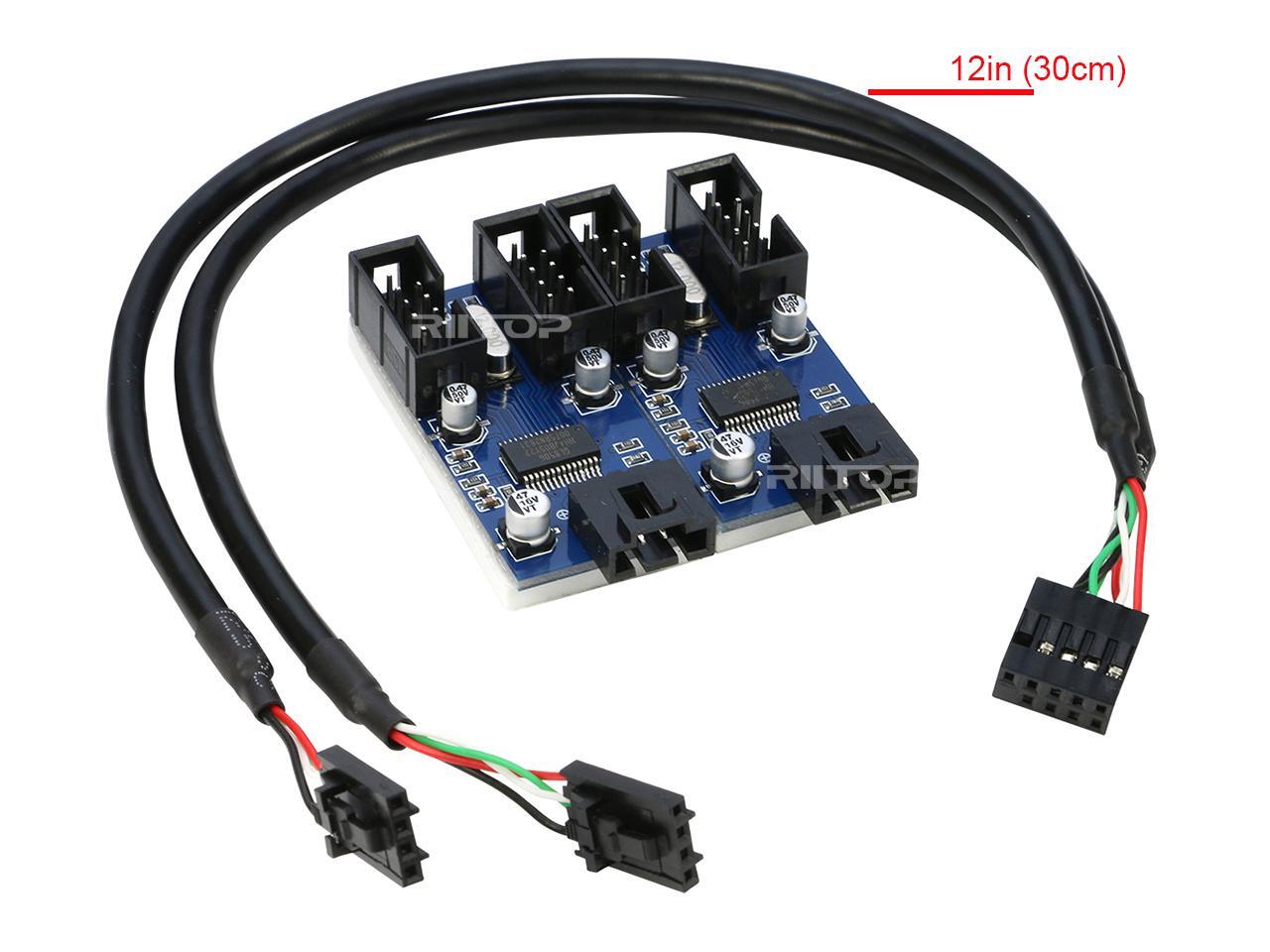 9pin USB Header Splitter, RIITOP Internal Motherboard USB 2.0 9Pin