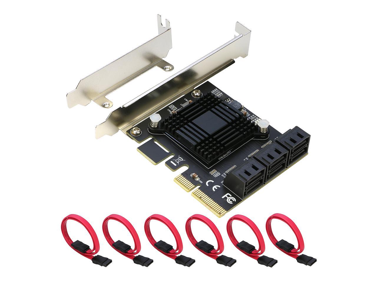 Tiamu PCI-E SATA 2X 4X 8X 16X PCI-E Card PCI Express to SATA 3.0 8-Port SATA III 6Gbps Expansion with SATA Data Cable 