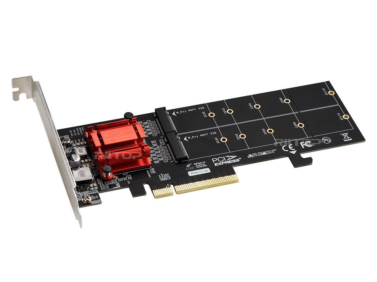 Dual NVe PCIe Adapter, RIITOP (2 Ports) .2 NVe SSD to PCI-e Express .