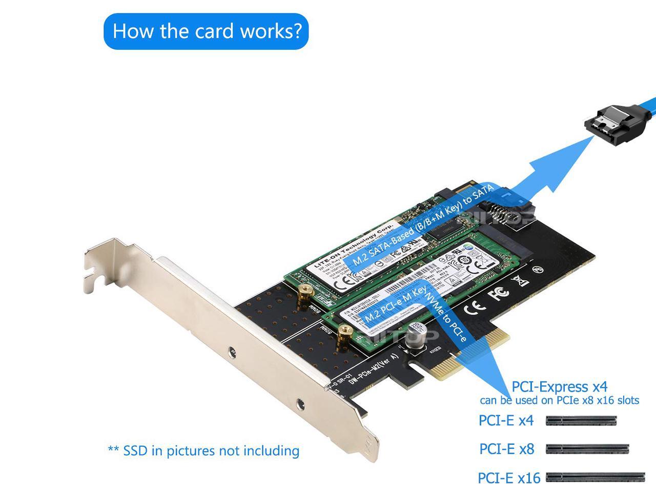 Zopsc-1 Universal PCI‑E 3.0 x4 to M.2 NGFF SSD Adapter Card Hard Drive NGFF Host Controller Expansion Adapter M Key Interface Card Support PCI Express 3.0 x 4 