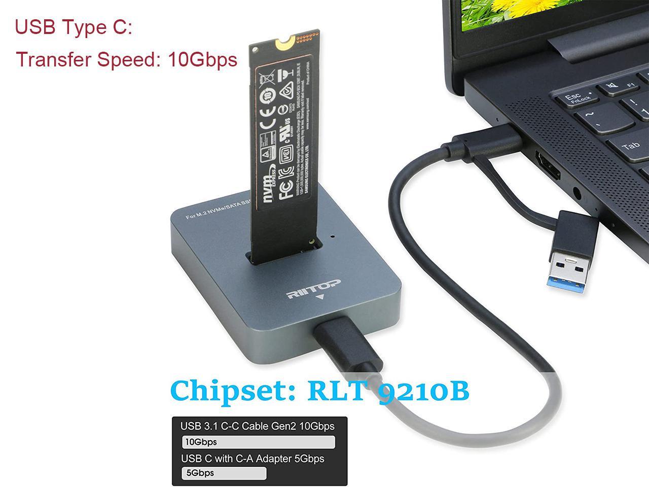 M Nvme To Usb C Docking Station Riitop External M Ssd To Usb C Reader Adapter For Both Pcie