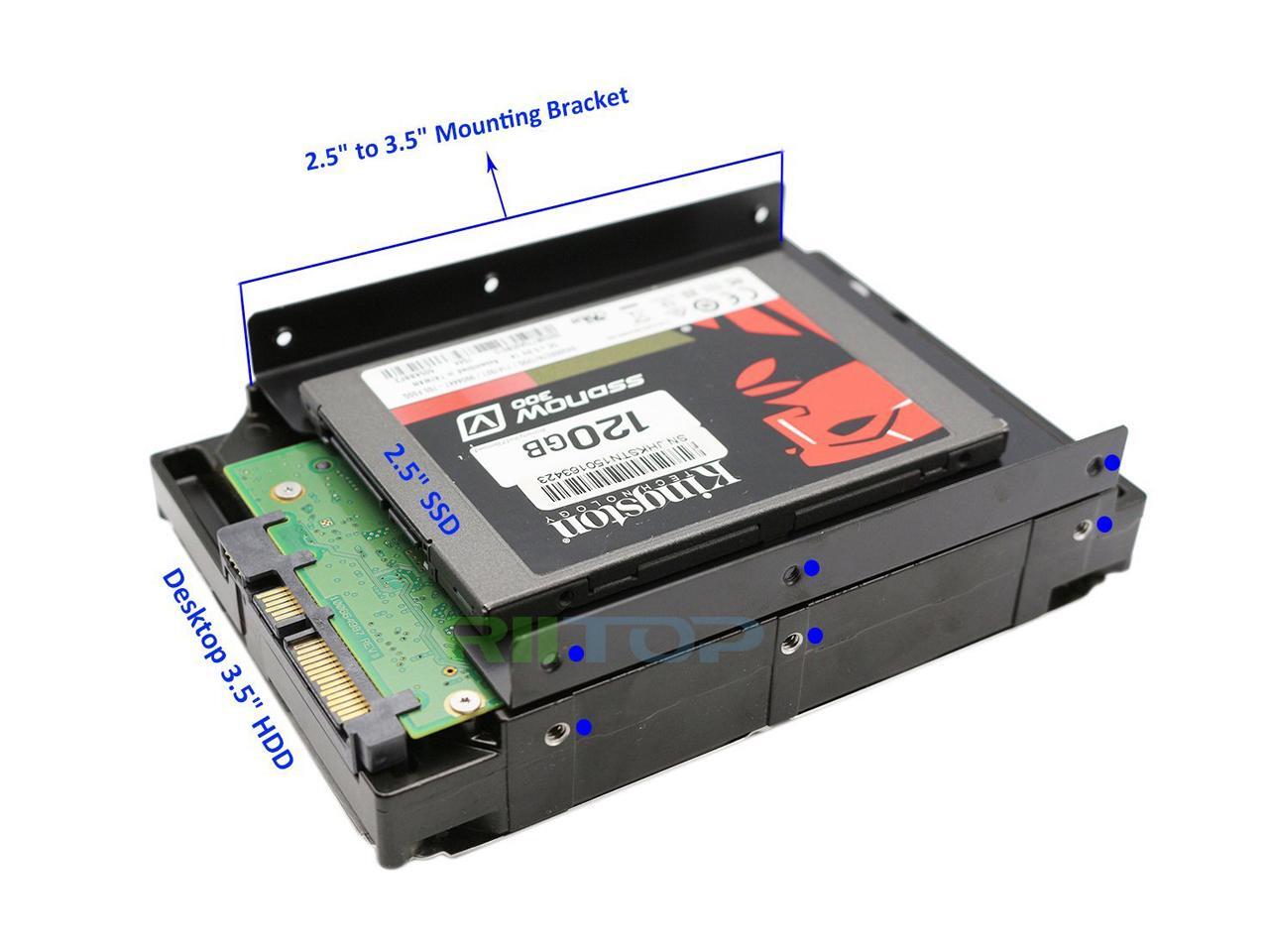 SSD Mounting Bracket(2Pack), RIITOP 2.5 to 3.5 hard drive bay Adapter