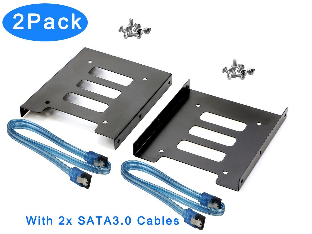 Riitop 2 5 To 3 5 Hdd Ssd Bracket Mounting Adapter Kit Metal For Internal 3 5 Hdd Drive Bay 2pack 2pcs Sata3 0 Cables Newegg Com