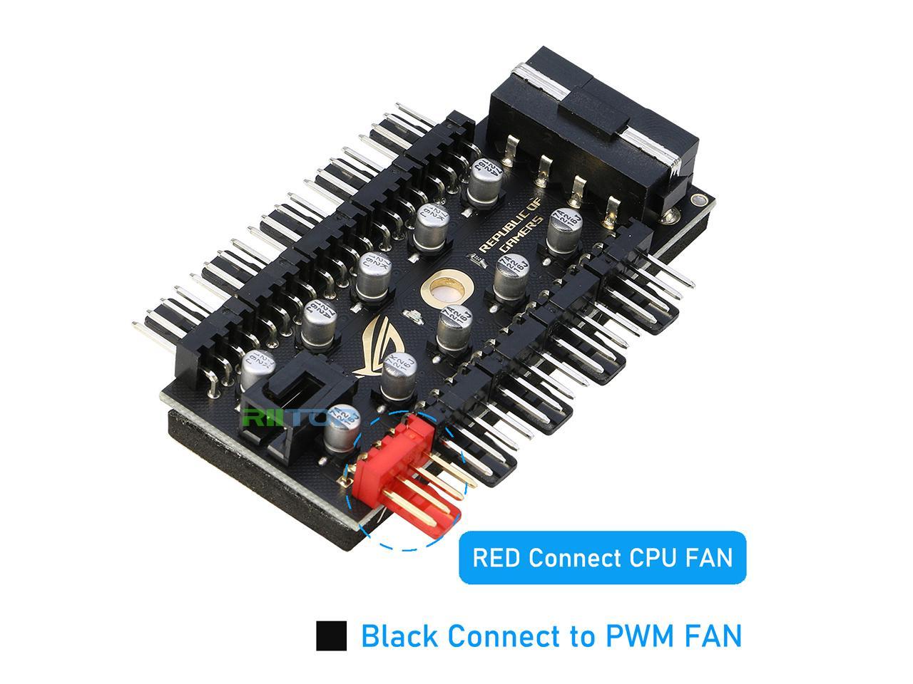 RIITOP 4 Pin PWM Fan RGB Splitter Controller Hub 1 to 10 Ports for CPU