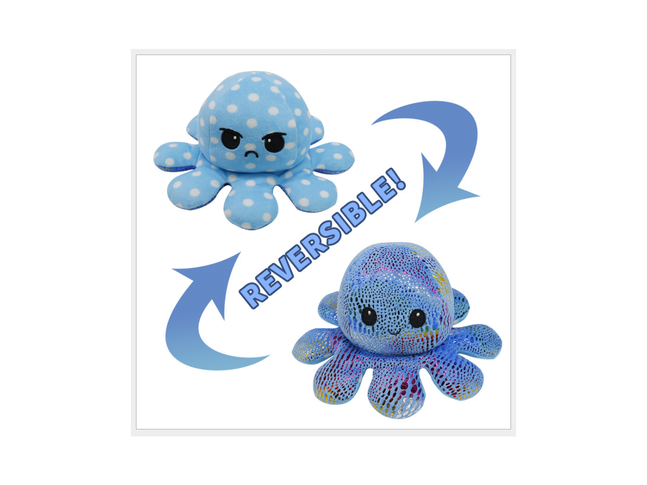 Boys Octopus Plushie Reversable Blue to Pink with Dimple Double Sided Reversible Octopus Plush to Show Emotions-Animal Doll Toys for Girls Soft and Cute Flip Octopus Plush-Stuffed Mood Octopus Teddy 