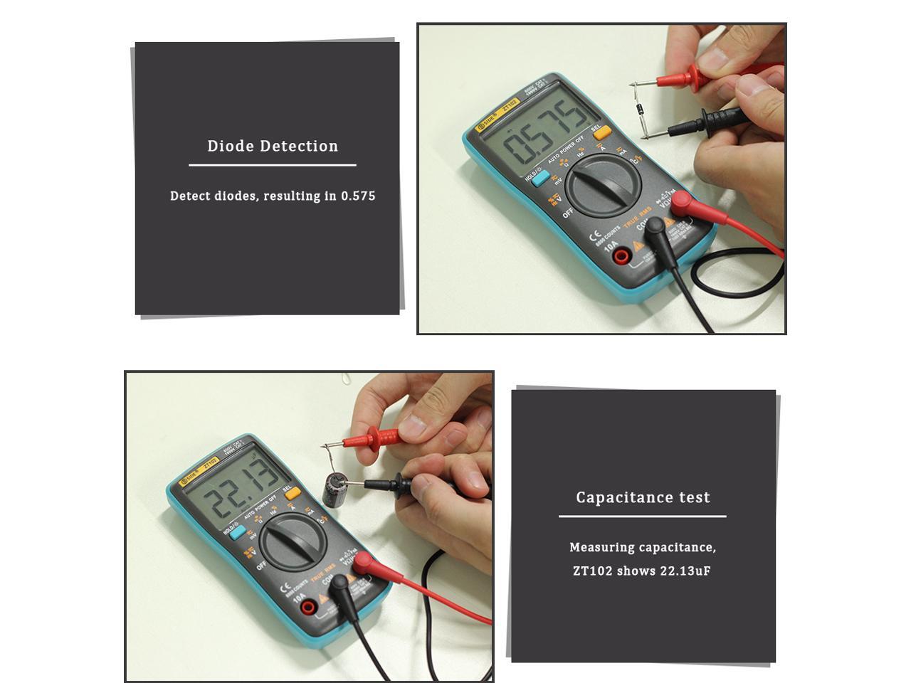 BSIDE ZT102 Ture RMS Digital Multimeter AC/DC Voltage Current ...