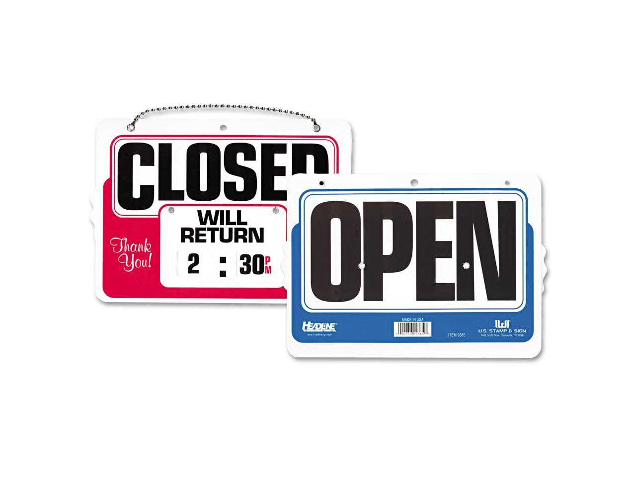 Headline Sign 9385 Double-Sided Open/Closed Sign w/Dial-A-Time Will ...