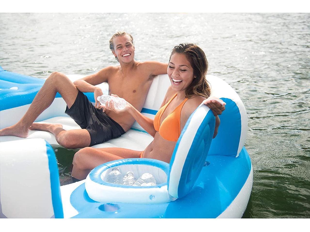 intex inflatable relaxation island raft with backrests and cooler