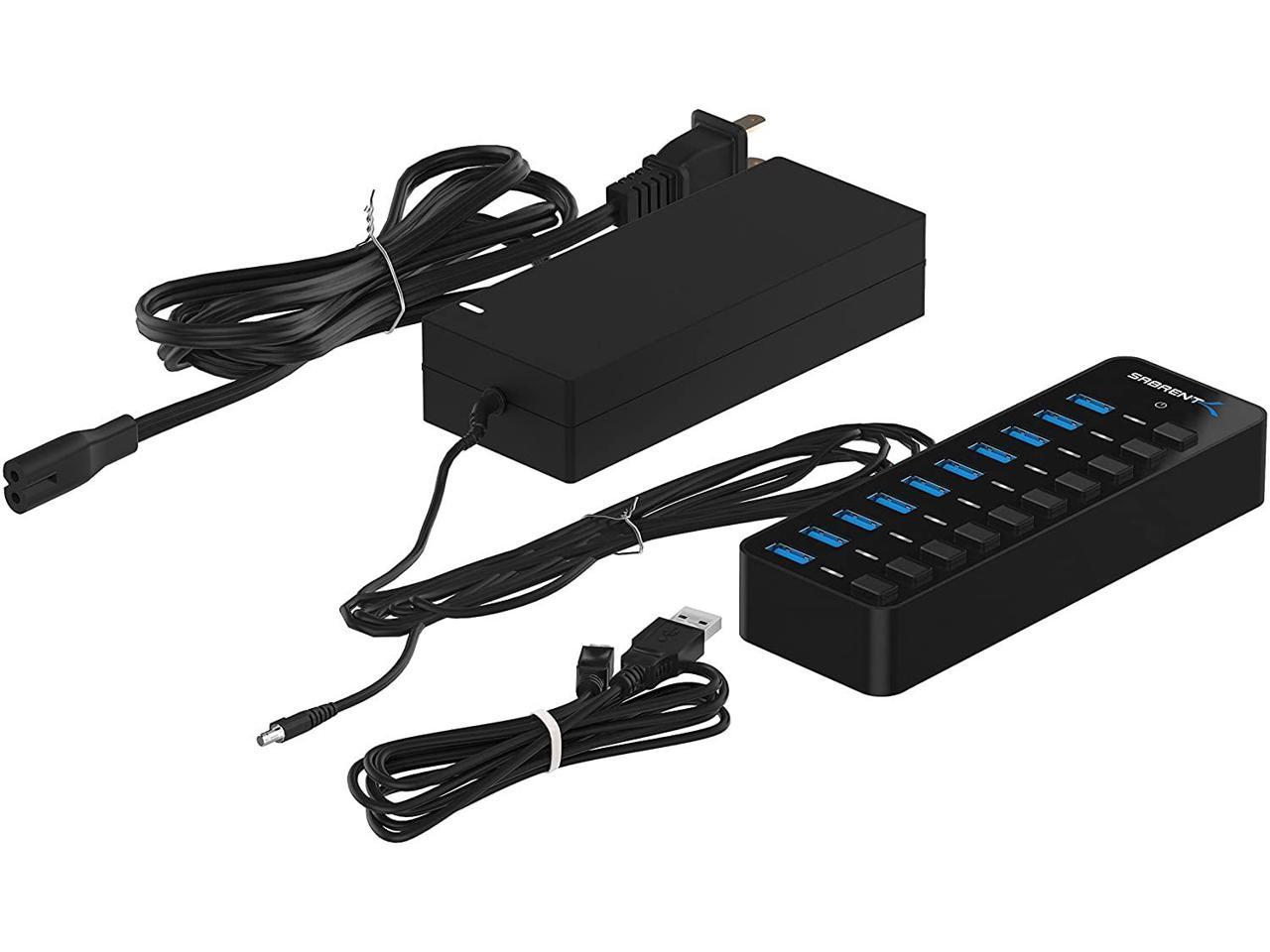 SABRENT 10-Port 60W USB 3.0 Hub With Individual Power Switches And LEDs ...