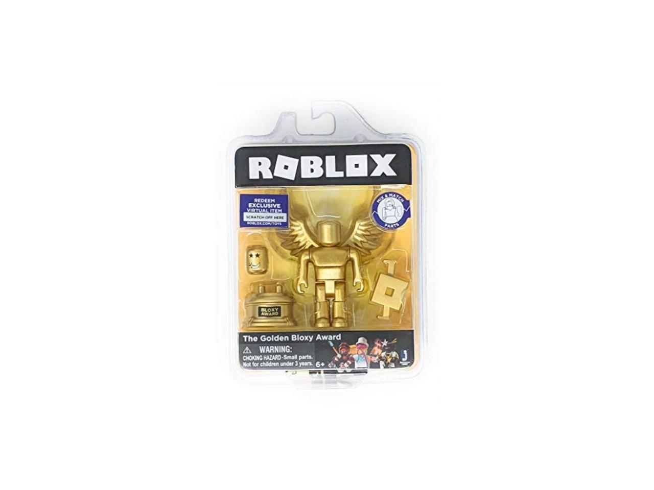 Roblox Gold Collection The Golden Bloxy Award Single Figure Pack With Exclusive Virtual Item Code Newegg Com - golden roblox bowler code