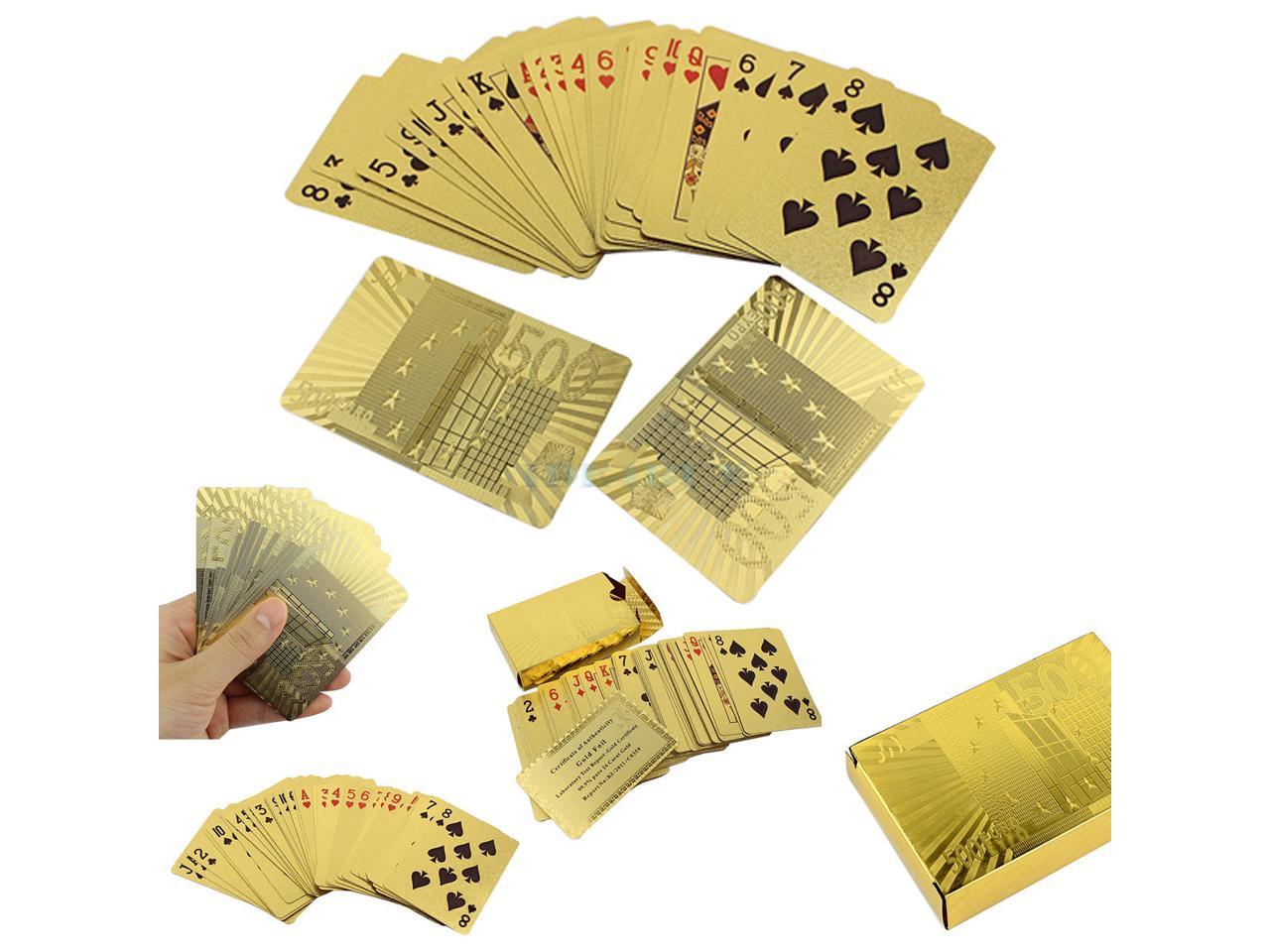 24K Gold Foil Poker Playing Cards Wooden Box Plated Card Storage Case party Au 
