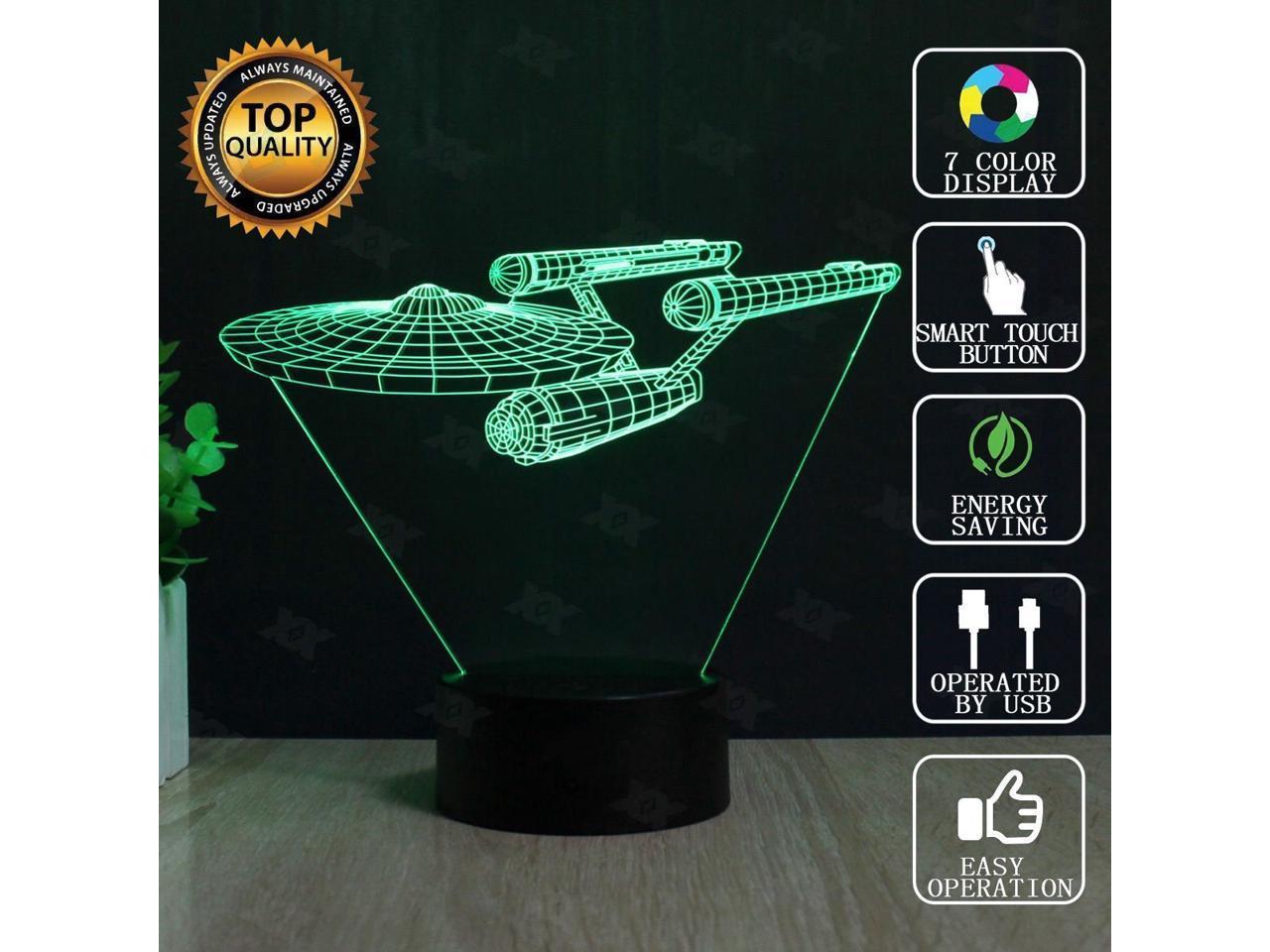 Spock 3D LED Night Light Touch Switch Table Desk Lamp Toy Gift Room 
