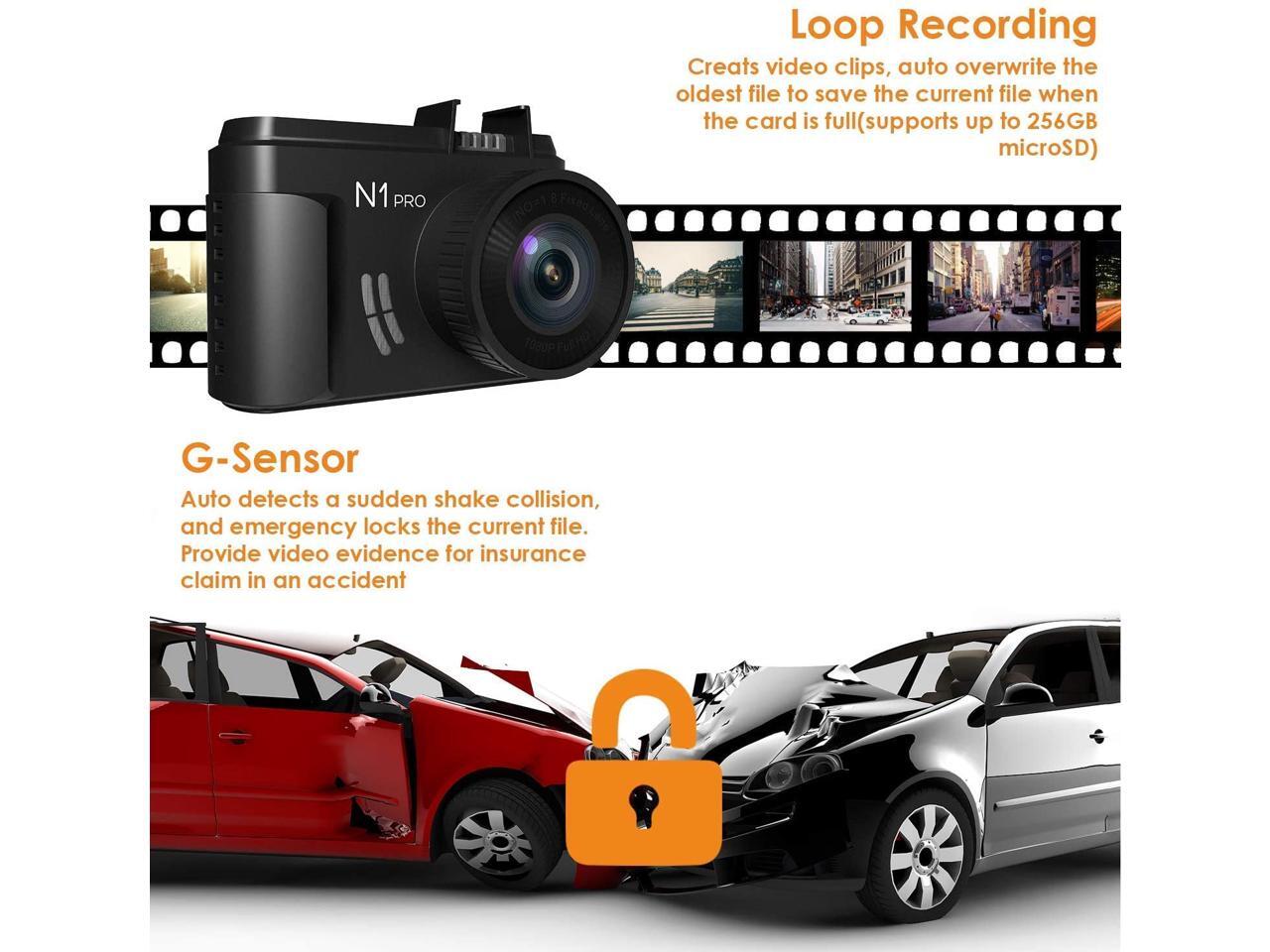 Vantrue N1 ProG Dash Cam 1080P 160° Wide Angle 1.5" LCD Screen with