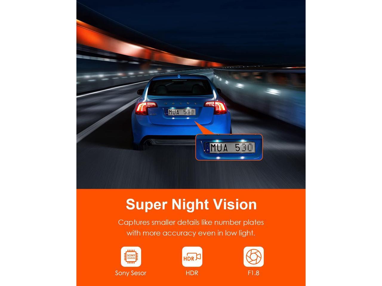 Vantrue E1G WiFi Mini Dash Cam with Voice Control & GPS, Car Dash