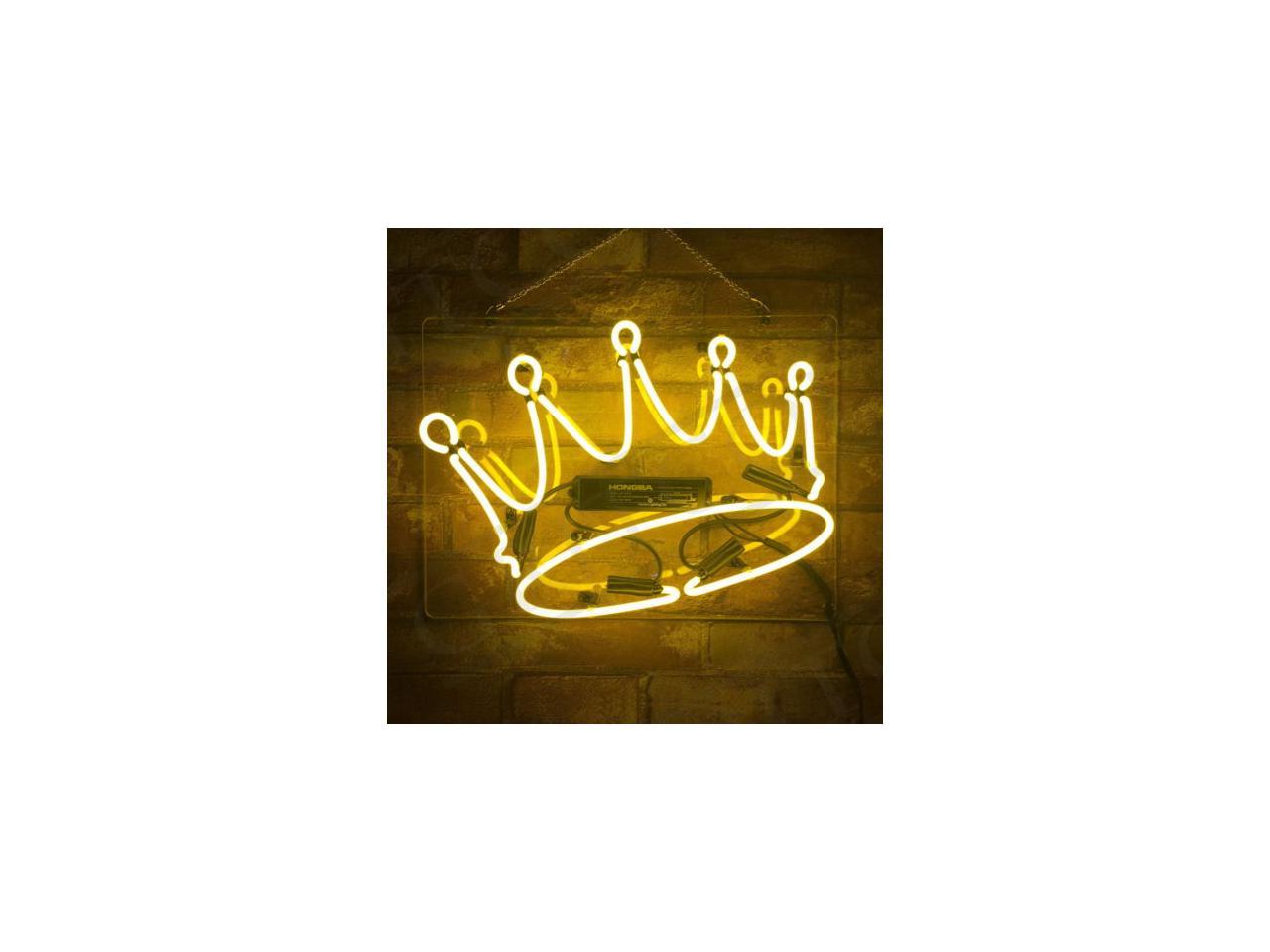 Neon Signs Yellow Crown Real Glass Party Pub Bedroom Hotel Decor Or For ...